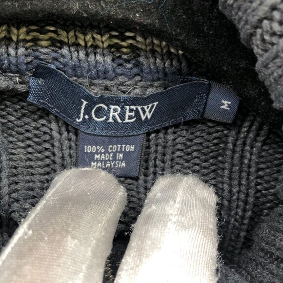 Vintage J. Crew 90s Sweater Mens M Dark Gray Ribbed Cotton Heavyweight 1/4 Zip - Picture 5 of 7